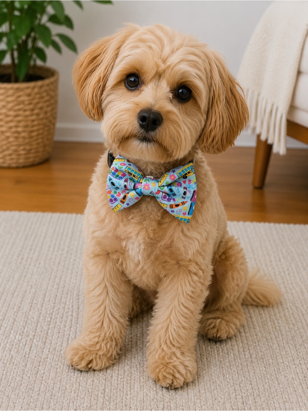 Griffy & Drake Back to School Dog Bow Tie Med Up to 4” W